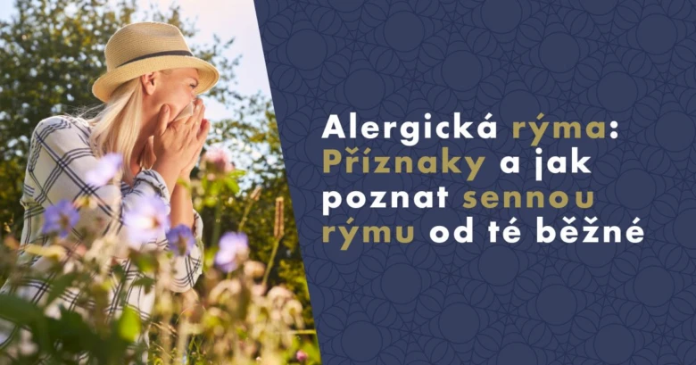 Žena kašle mezi květinami kvůli alergii na pyl.