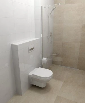 Moderní koupelna s WC a sprchou pro návrh rozměrů