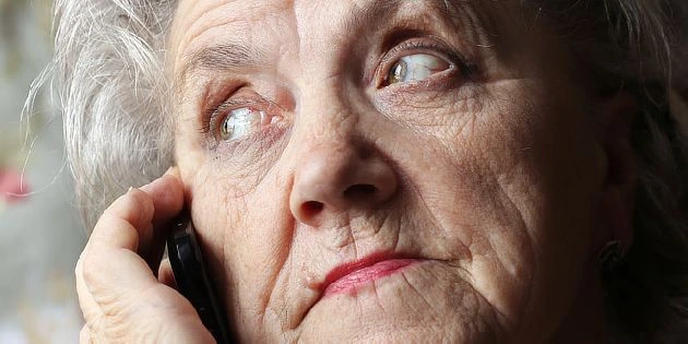 Elderly woman on phone