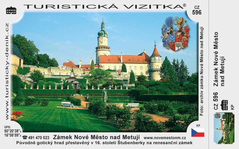 Zámek v Novém Městě nad Metují s formálním zahradou.