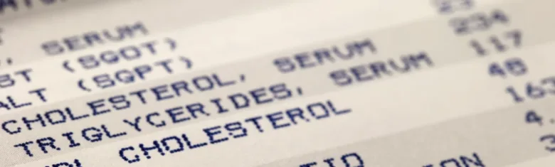 Výsledky krevního testu s hladinou triglyceridů.