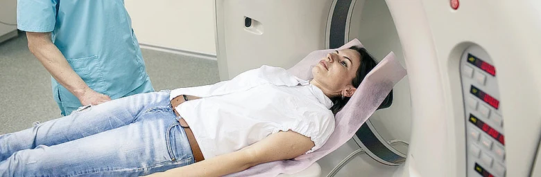 Woman in mri scanner