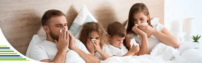 Family sick in bed