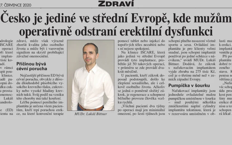 Článek o léčbě erektilní dysfunkce s lékařem.