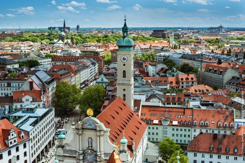 Augsburg cityscape with clock tower